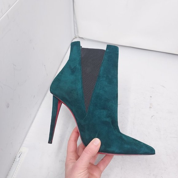 Christian Louboutin Green Astribooty Suede Heel Boot - Picture 2 of 10